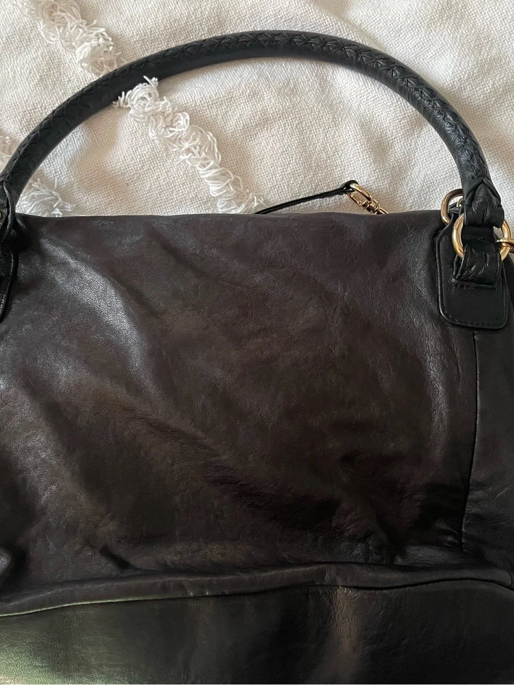 Kempton & Co satchel bag, black leather